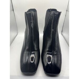 L'Intervalle  Patent Leather Ankle Boots Square Toe Block Heel Booties‎